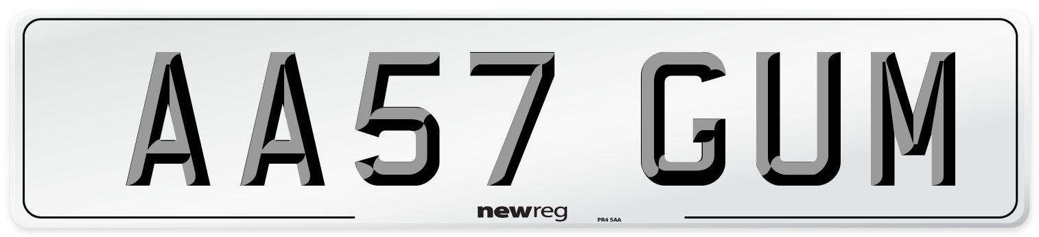 AA57 GUM Number Plate from New Reg